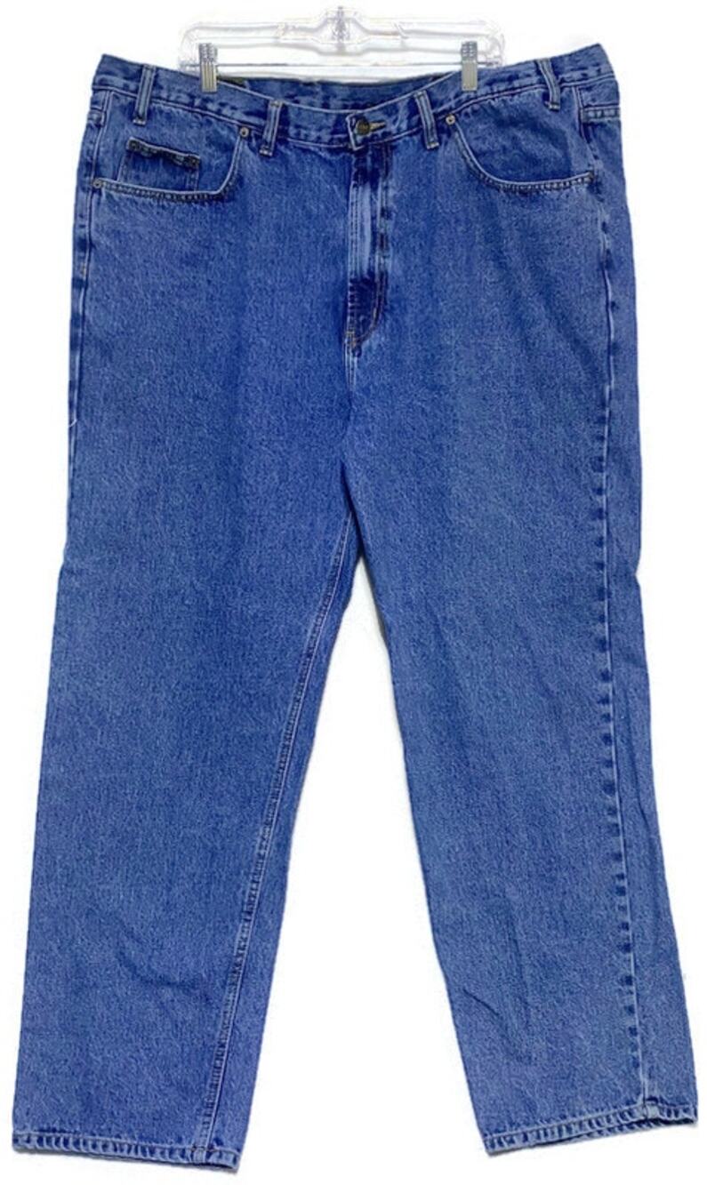 Men's Blue Denim Straight Fit Jeans 46x32 100% Cotton Medium Rise